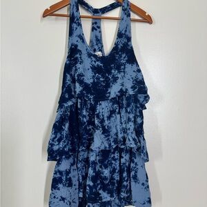 *NWOT* One Teaspoon Blue Tie-Dye Sleeveless Halter Dress